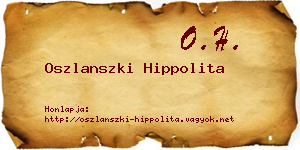 Oszlanszki Hippolita névjegykártya